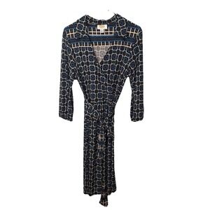 Talbots Womens Sz 10 Pullover Dress V Neck A‎ Line Tie Waist 3/4 Balloon Sleeve